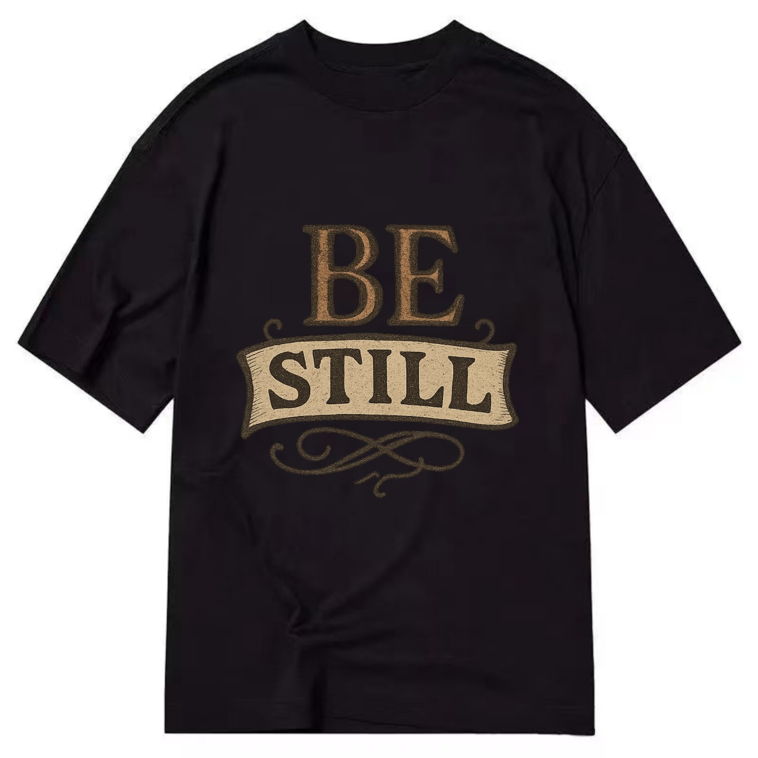 Bold typography design - "BE STILL" - quiet mind, meditation, inner peace - Classic T-shirt - Black