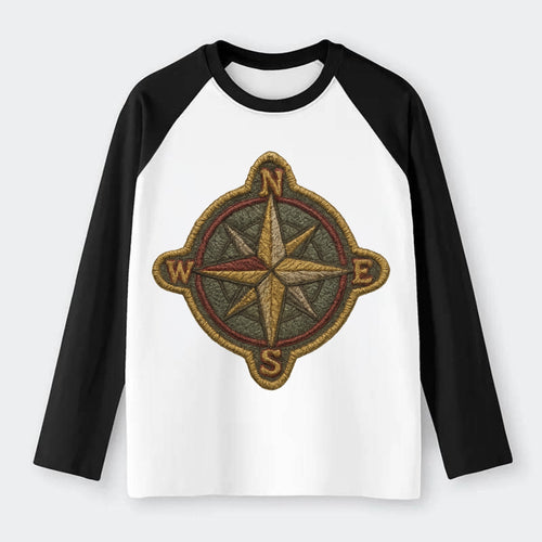 Compass rose with cardinal directions - explorer symbol - Raglan Long Sleeve T-Shirt