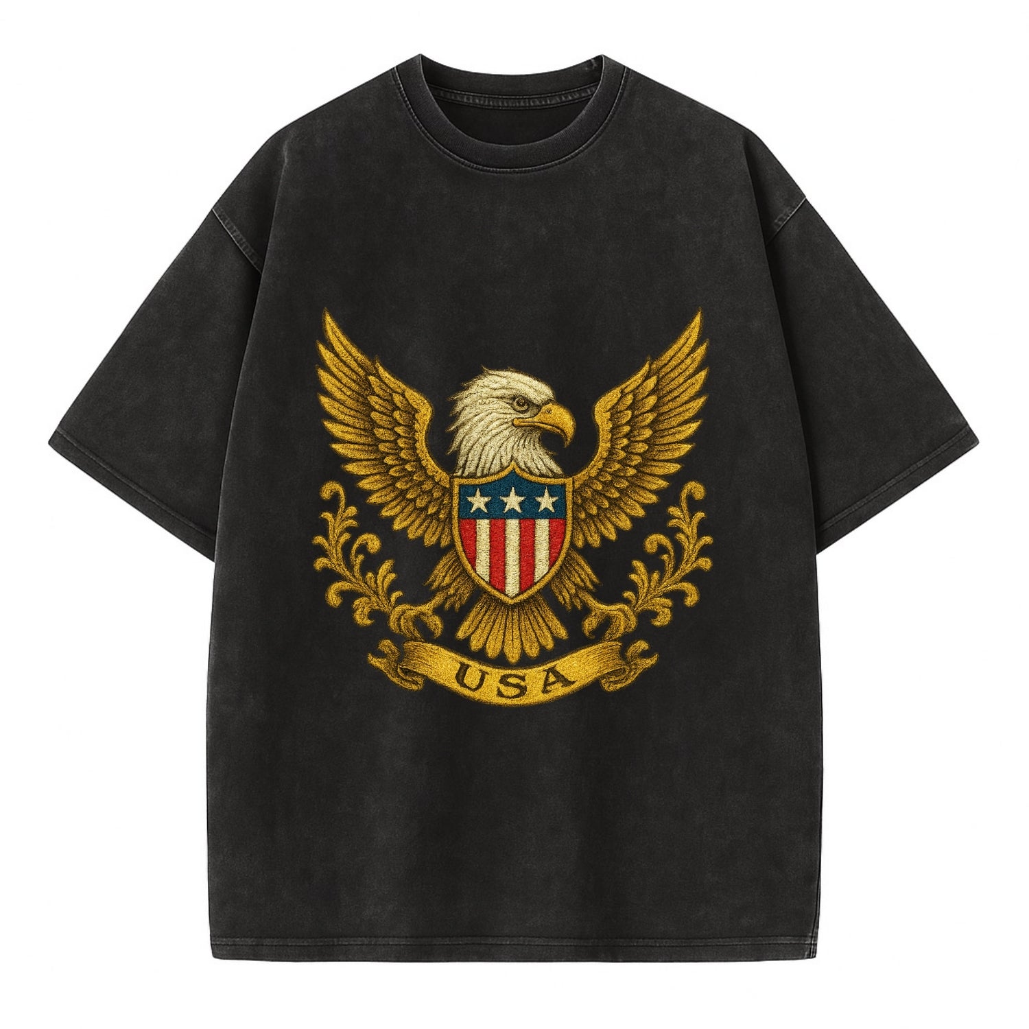 Usa Heritage Eagle Baseball Cap 2 - Vintage T-shirt - Black