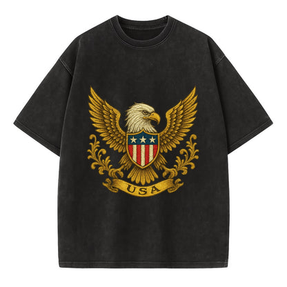 Usa Heritage Eagle Baseball Cap 2 - Vintage T-shirt - Black