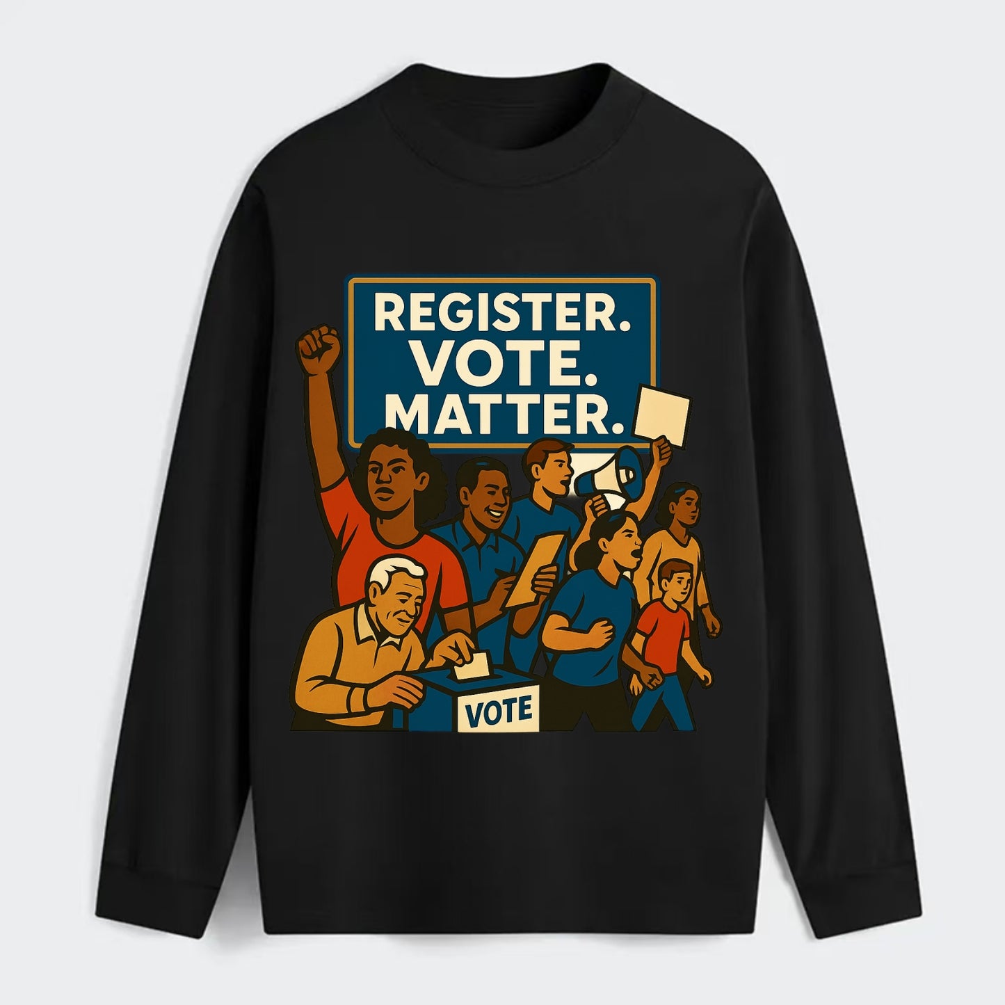 Voter registration drive bringing community together - "Register. Vote. - Classic Long Sleeve Shirt - Black