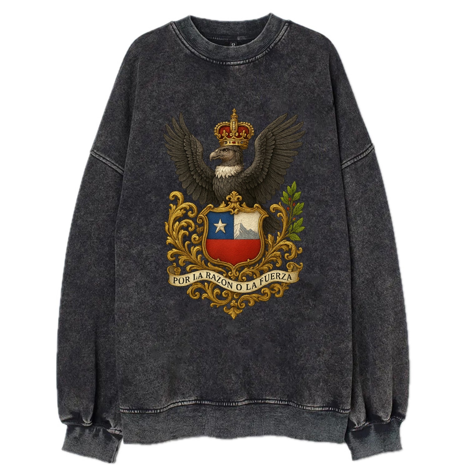 Chile Andean Condor Emblem  - Vintage Sweatshirt - Black