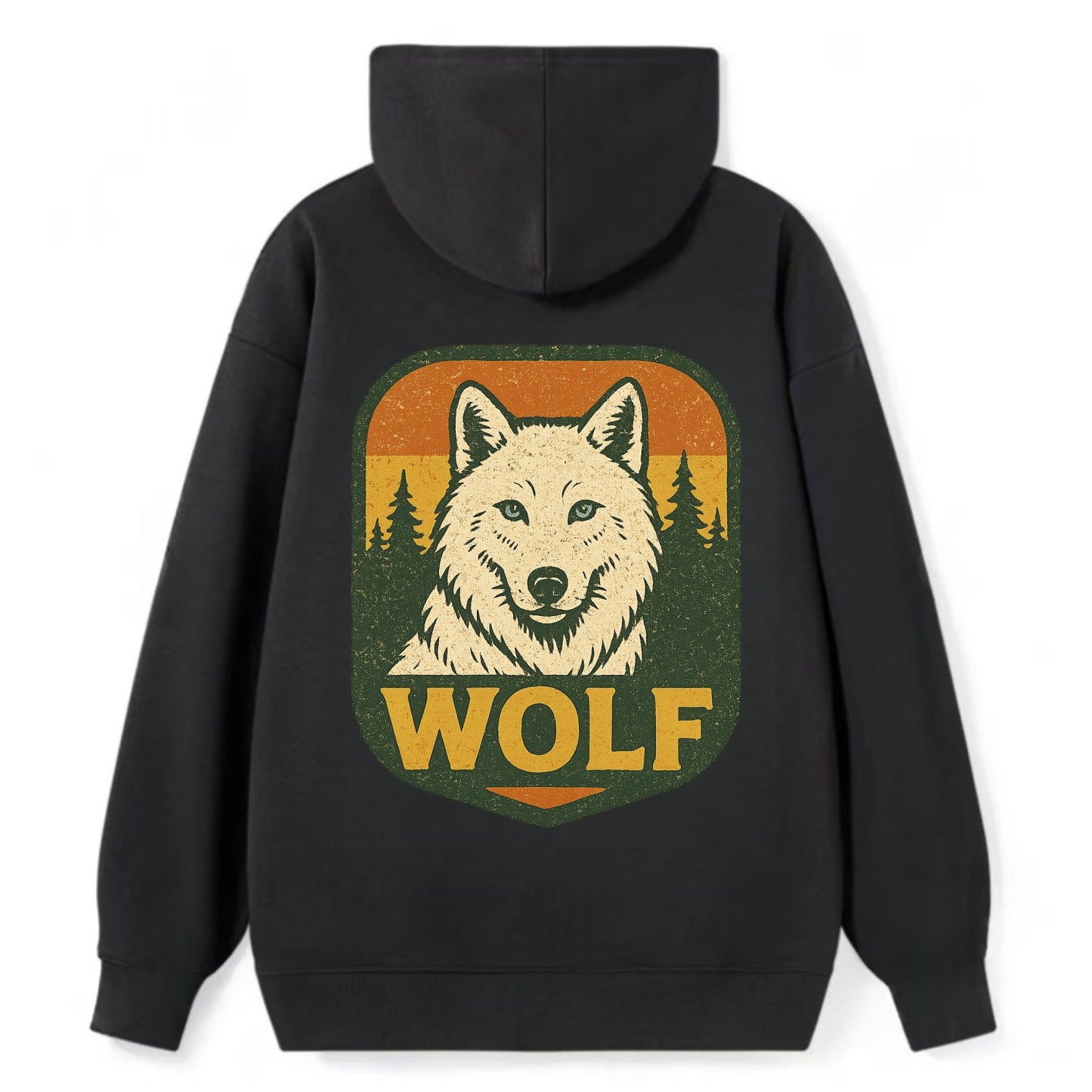 Arctic White Wolf  - Classic Pullover Hoodie - Black