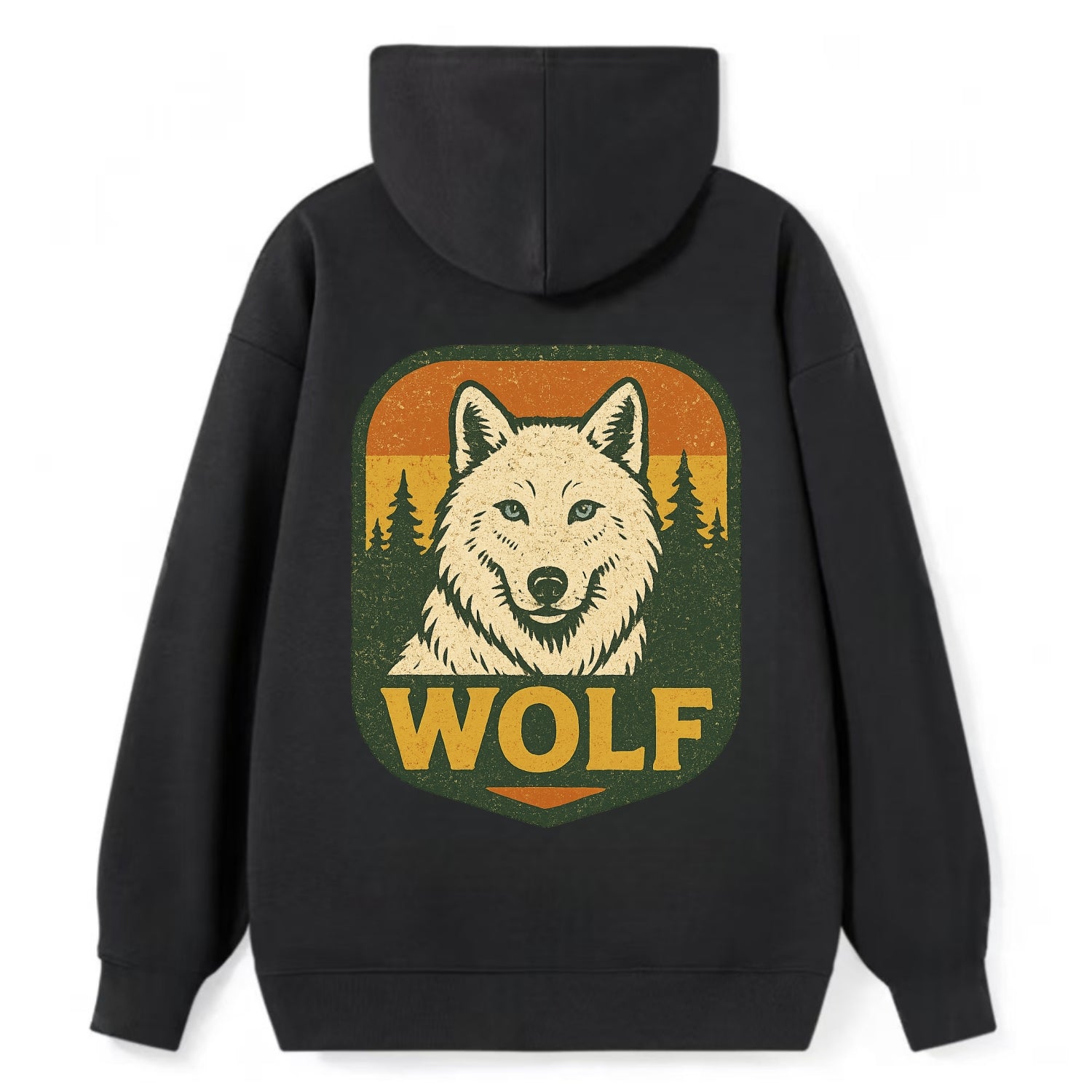 Arctic White Wolf  - Classic Pullover Hoodie - Black