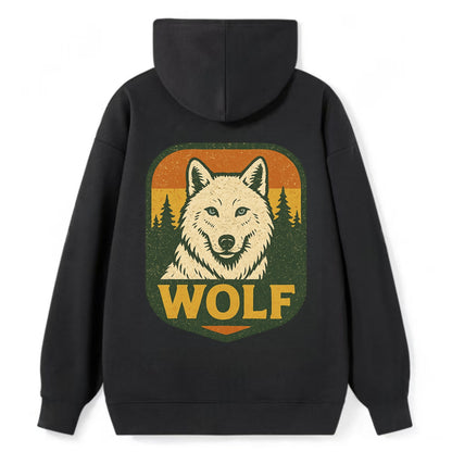 Arctic White Wolf  - Classic Pullover Hoodie - Black
