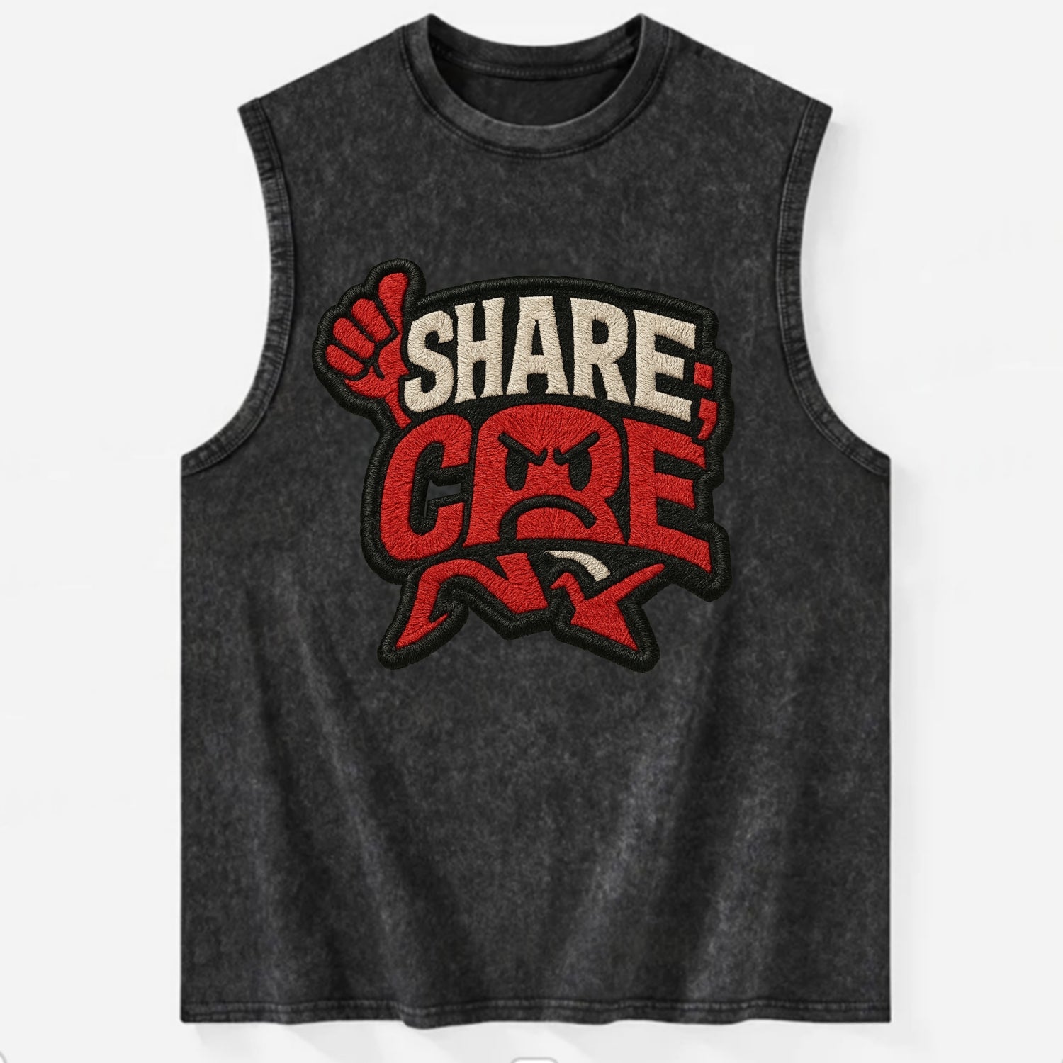 SHARE;CARE TOO MUCH Oversharer Green Hat - Vintage Washed Tank - Black