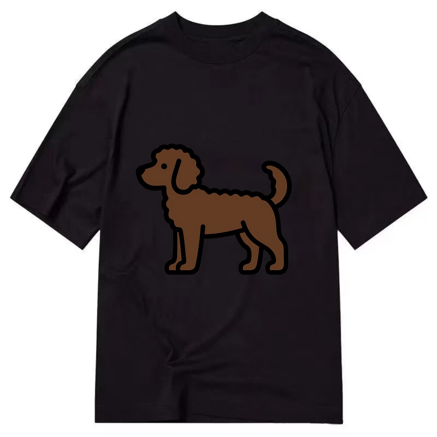 Labradoodle - Chocolate curly flat side profile - Classic T-shirt - Black