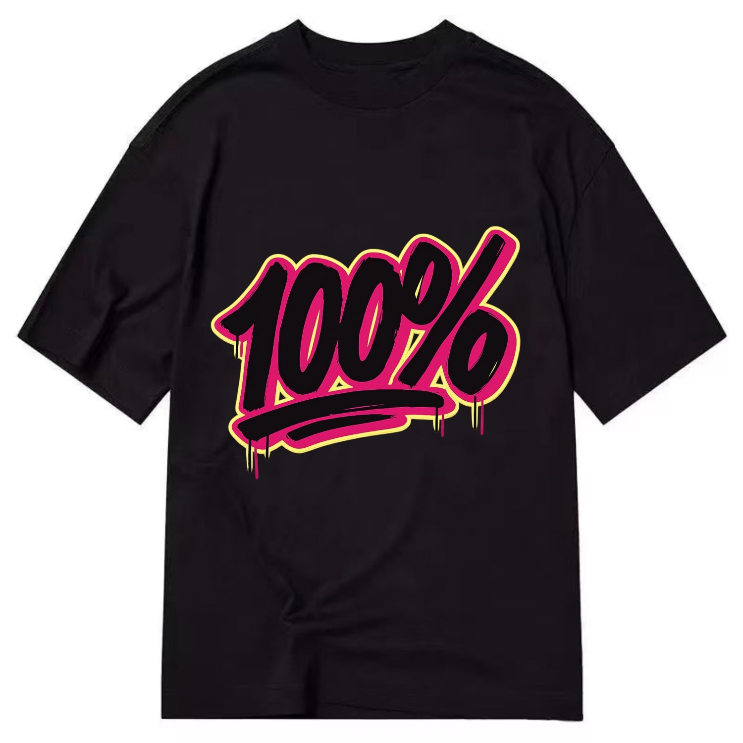 Bold typography design - "100%" - all in, fully committed - Classic T-shirt - Black
