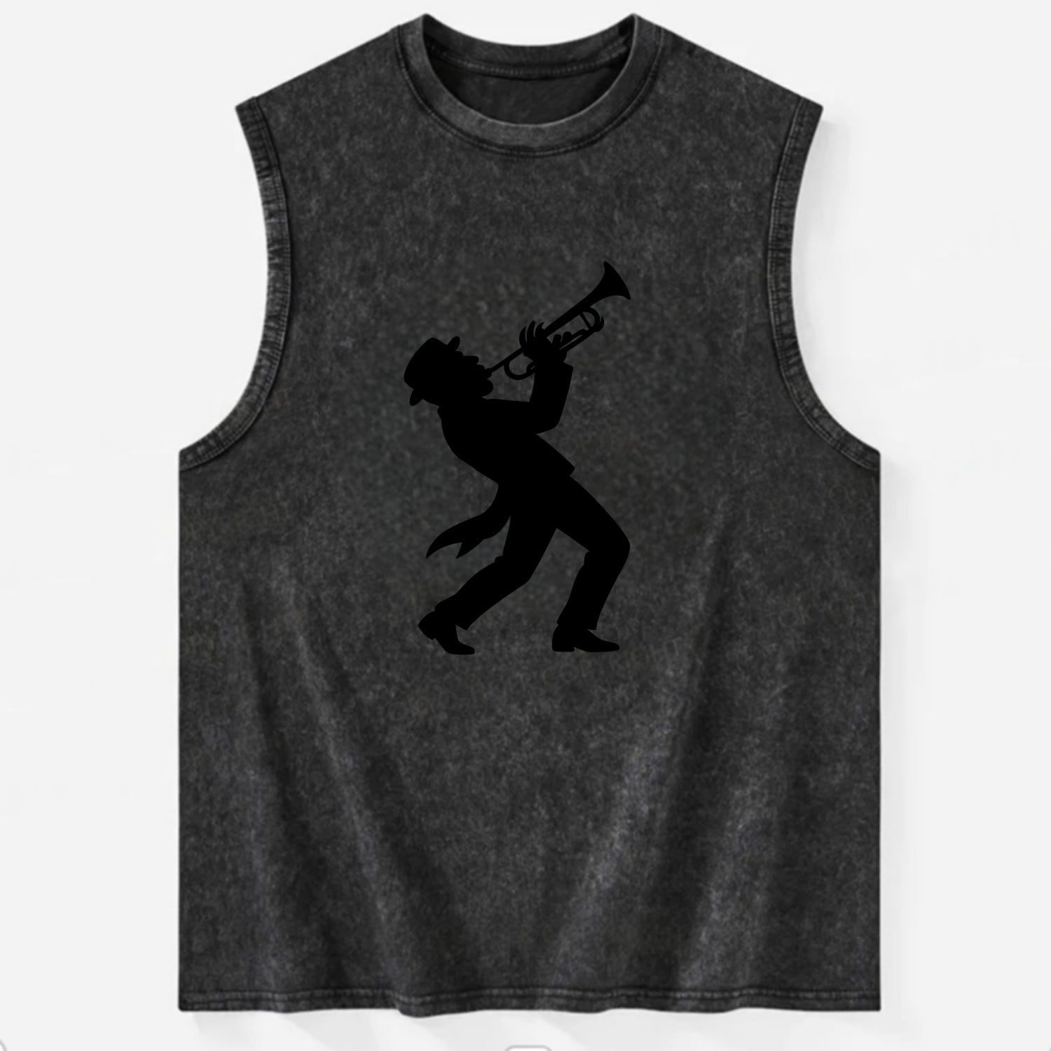 Trumpet player hitting high note - Vintage Washed Tank - Black
