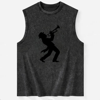 Trumpet player hitting high note - Vintage Washed Tank - Black