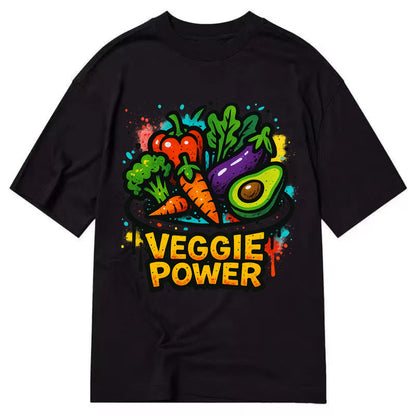 Colorful vegetables and plants on plate - plant-based lifestyle, veggie power - Classic T-shirt - Black