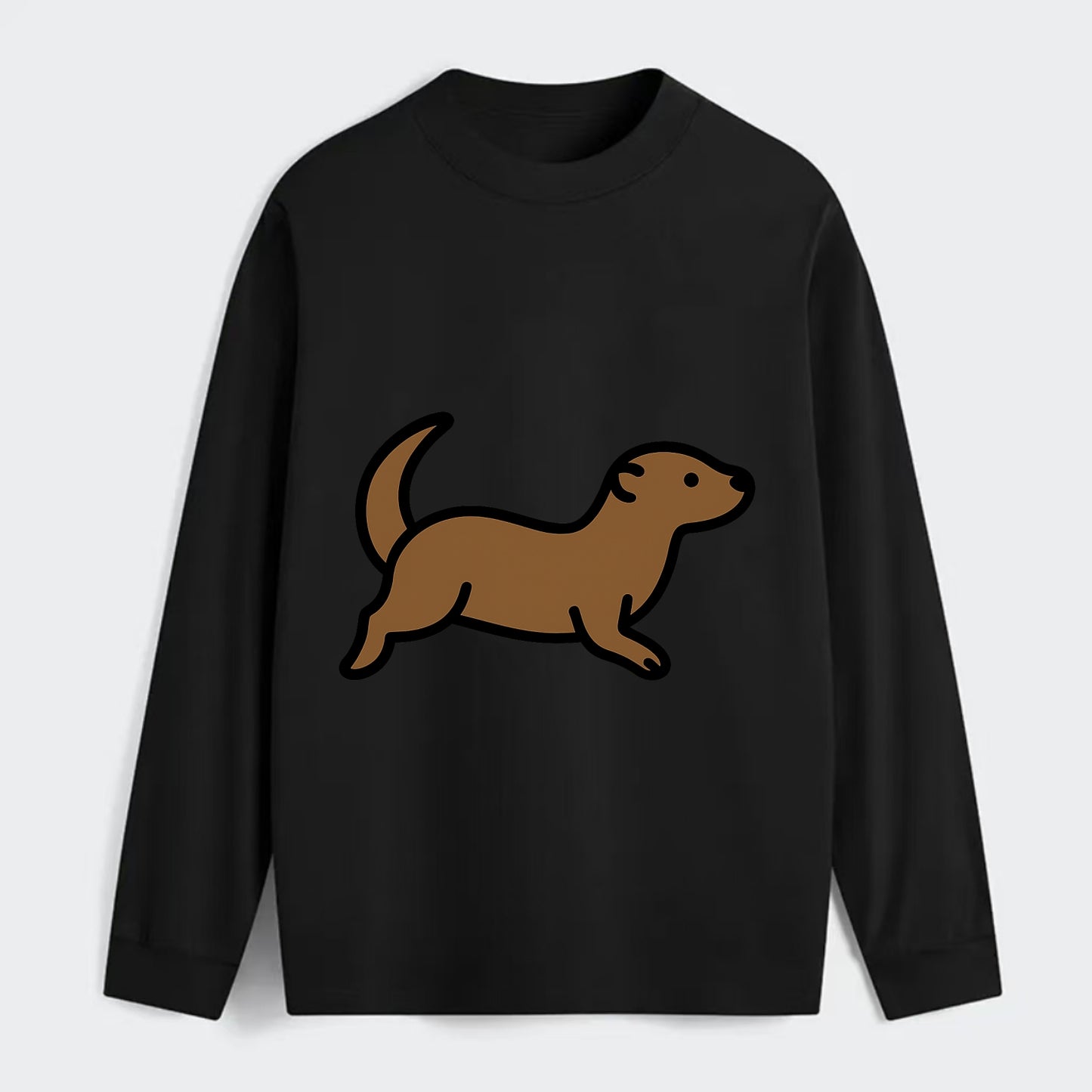 Otter - Brown sleek swimming pose flat side profile - Classic Long Sleeve Shirt - Black