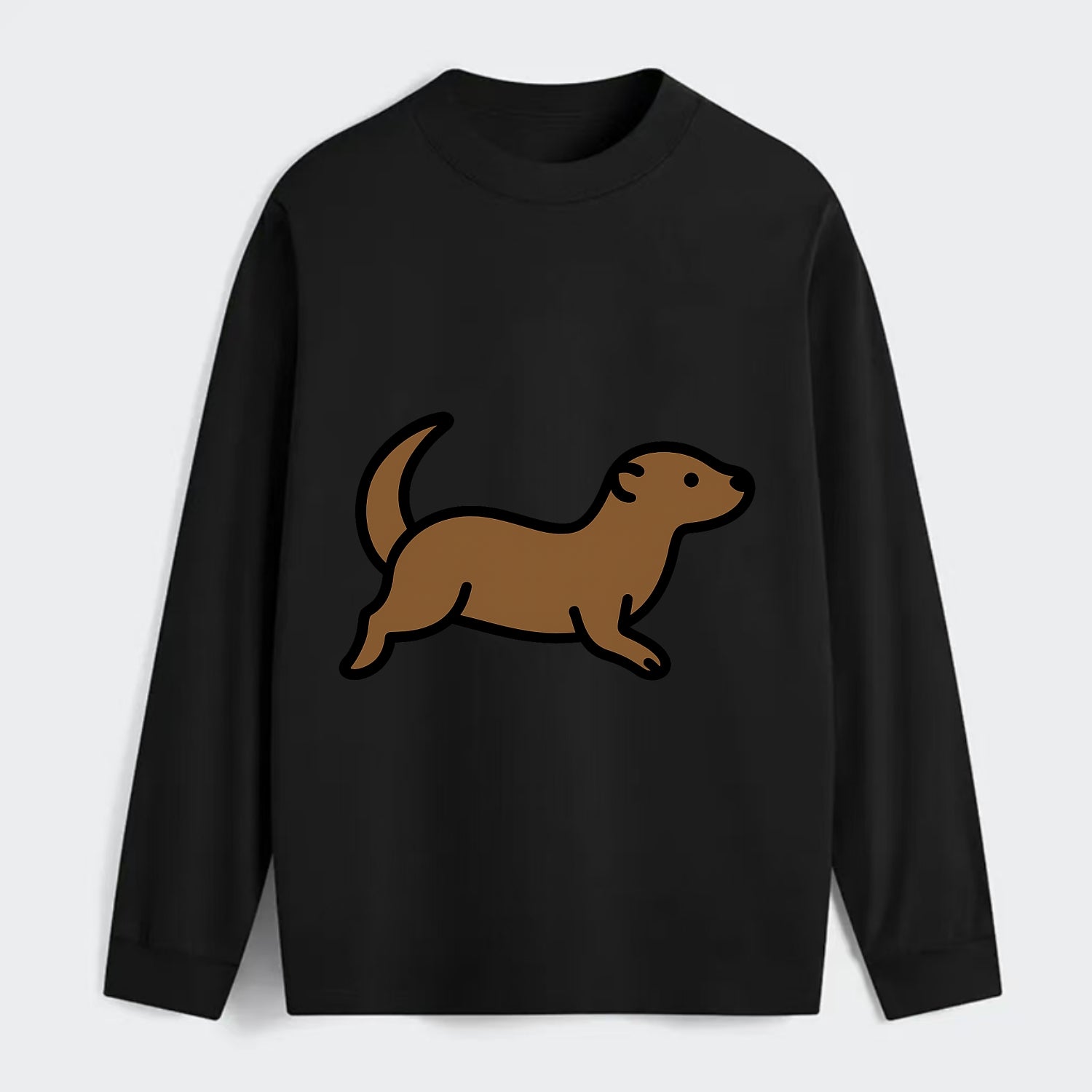 Otter - Brown sleek swimming pose flat side profile - Classic Long Sleeve Shirt - Black