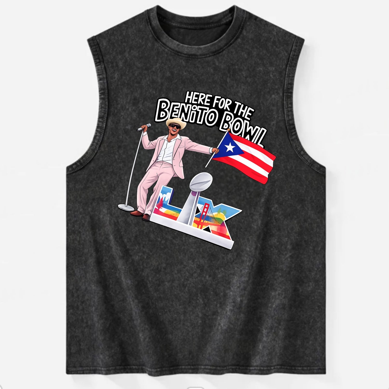 Here For The Bento Bowl - Vintage Washed Tank - Black