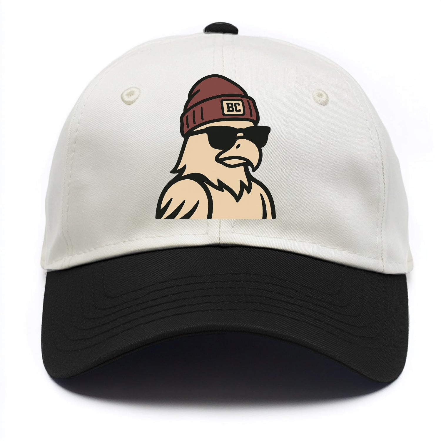 Chestnut Hill Eagle wearing Boston College beanie with BC patch - Two Tone Cap - Black