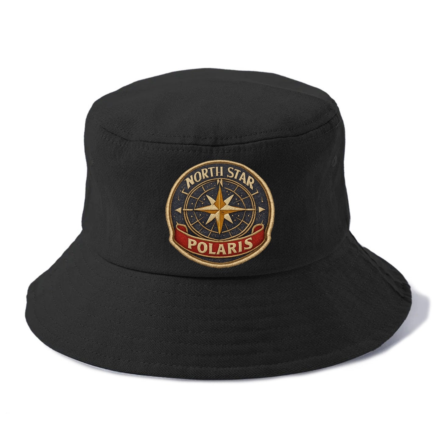 NORTH STAR POLARIS - guiding star in gold and white , navigation - Bucket Hat - Black