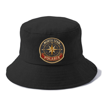 NORTH STAR POLARIS - guiding star in gold and white , navigation - Bucket Hat - Black