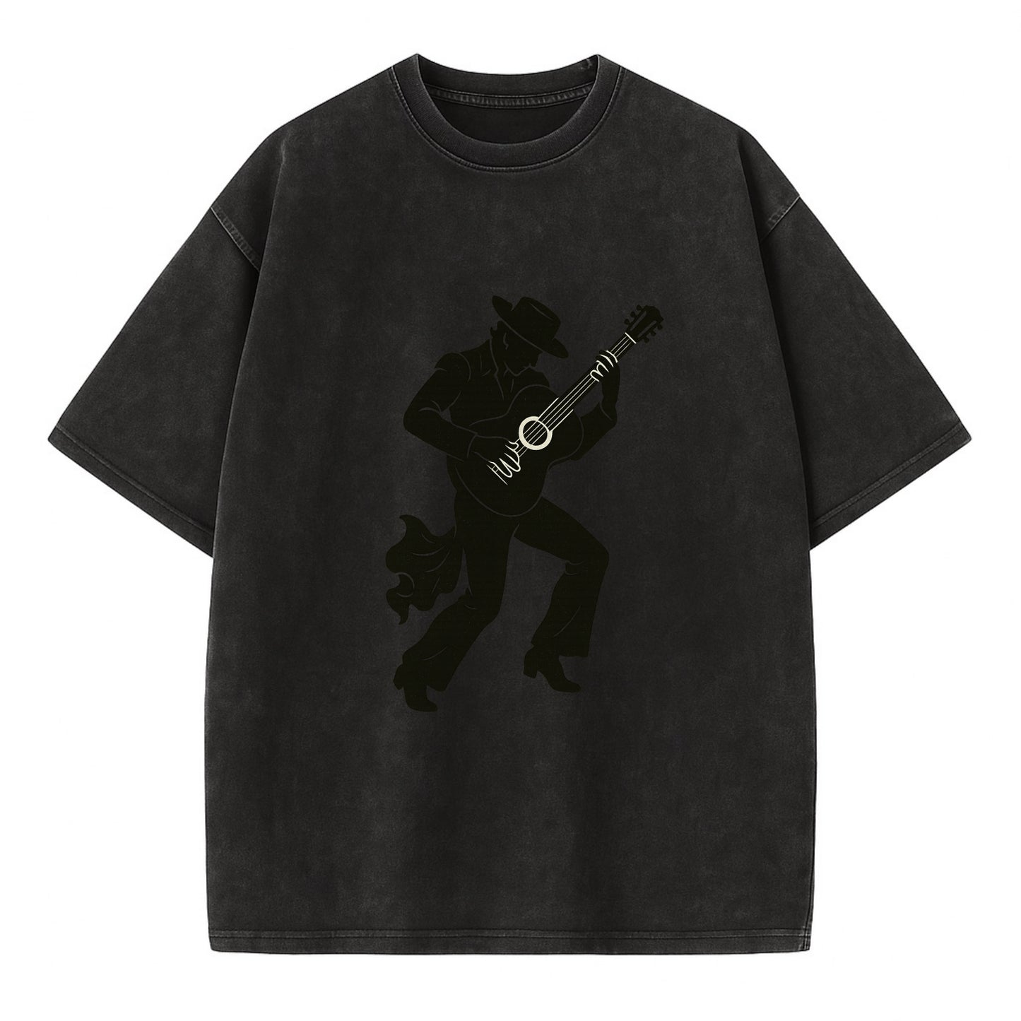Flamenco guitarist dramatic pose - Vintage T-shirt - Black