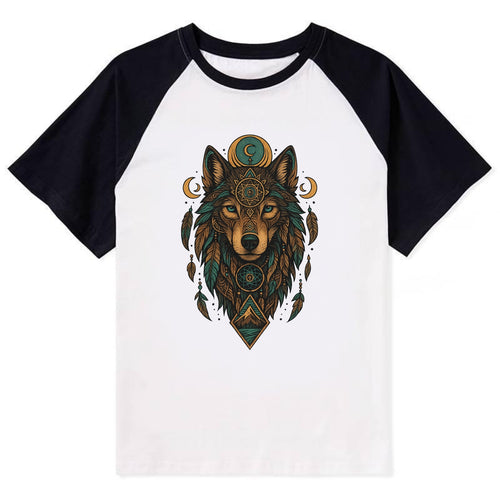 Retro 80s Wolf  - Contrast Raglan T-shirt