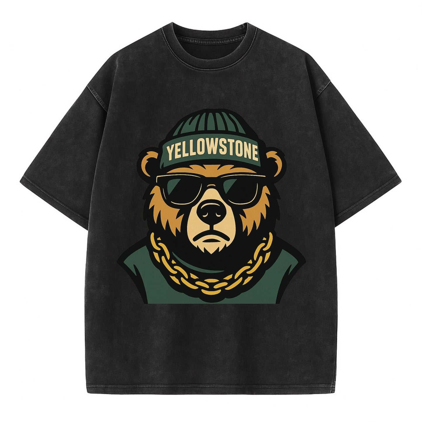 Yellowstone Bear - Vintage T-shirt - Black