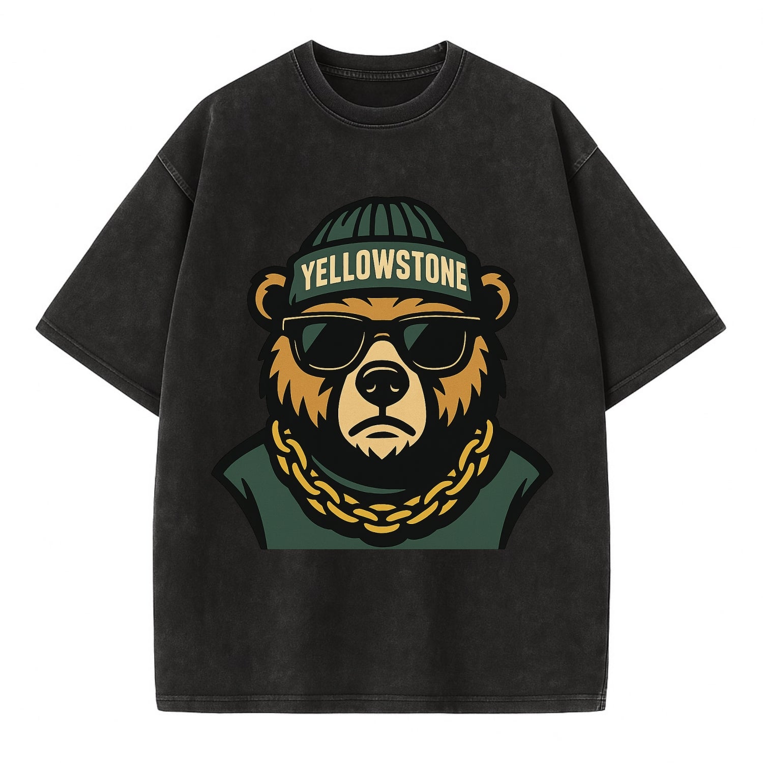 Yellowstone Bear - Vintage T-shirt - Black