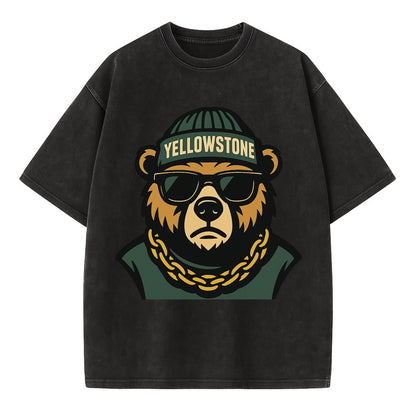Yellowstone Bear - Vintage T-shirt - Black