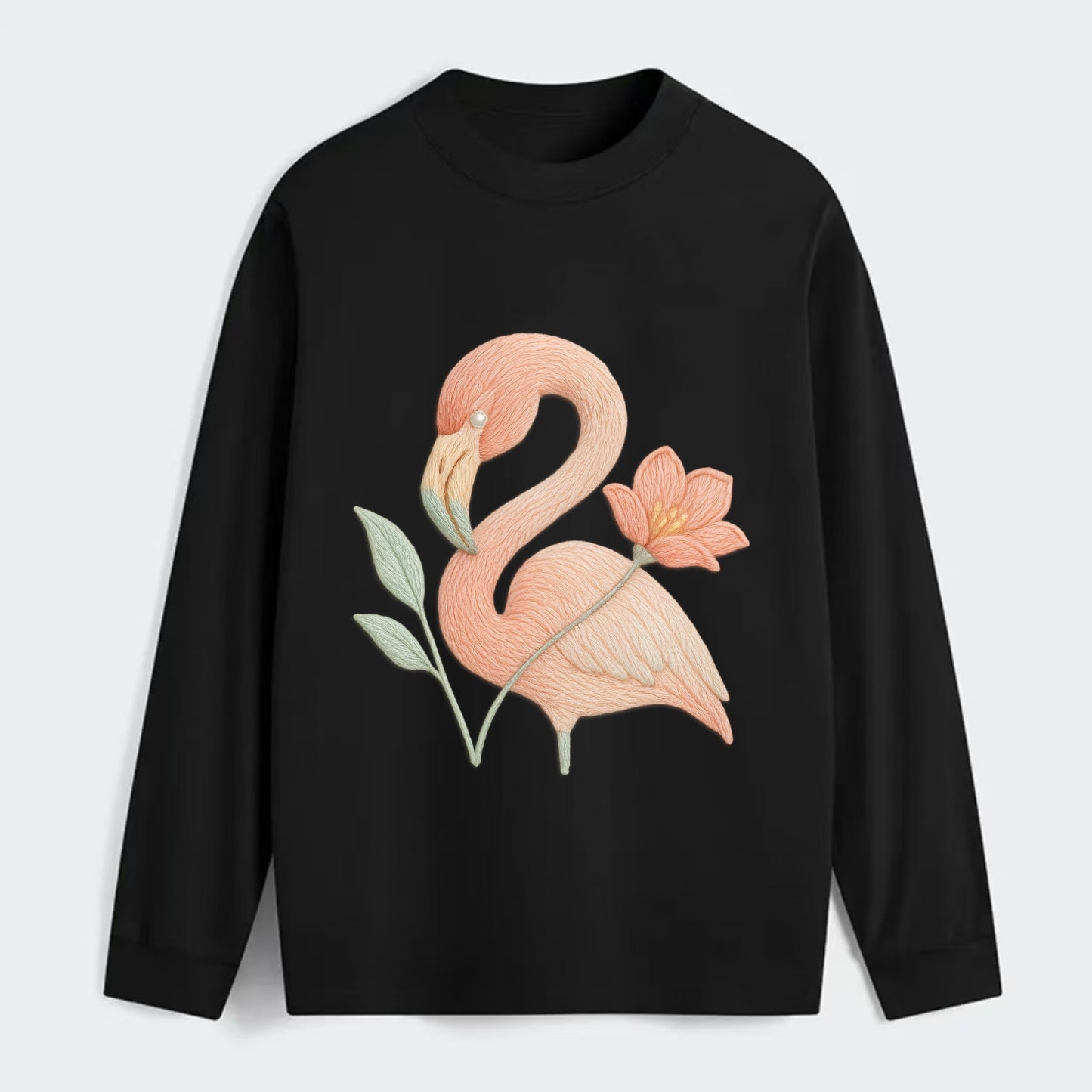 Peach Flamingo - Classic Long Sleeve Shirt - Black