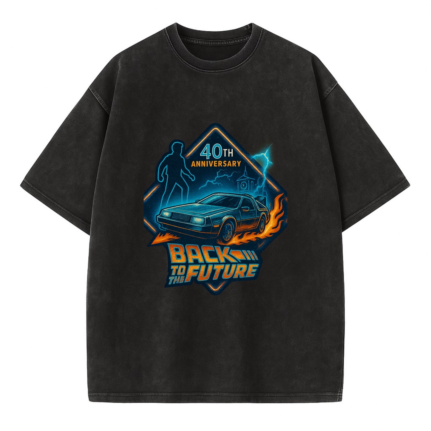 Back To The Future 40th Anniversary 2 - Vintage T-shirt - Black