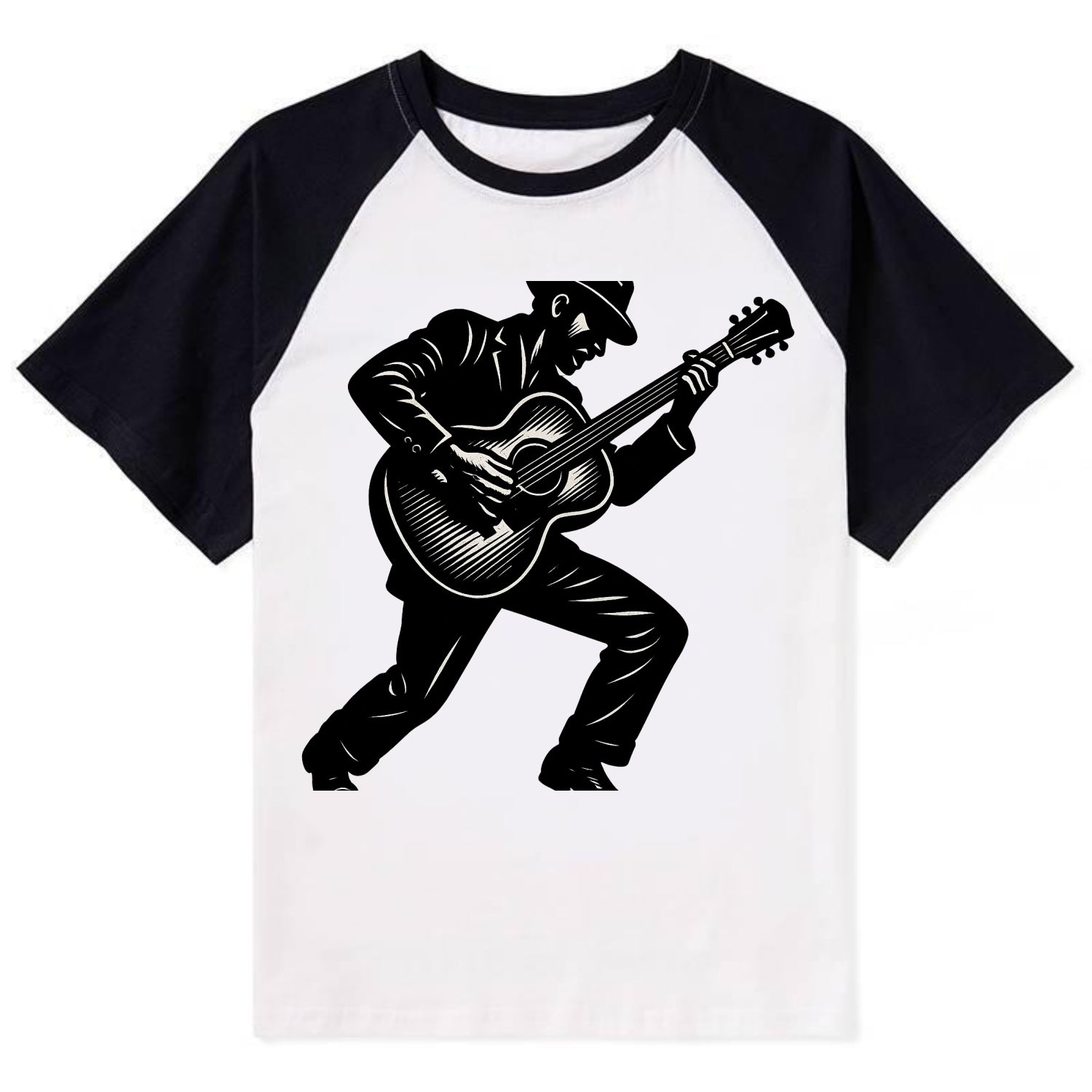 Guitarist playing acoustic guitar - Contrast Raglan T-shirt - Black
