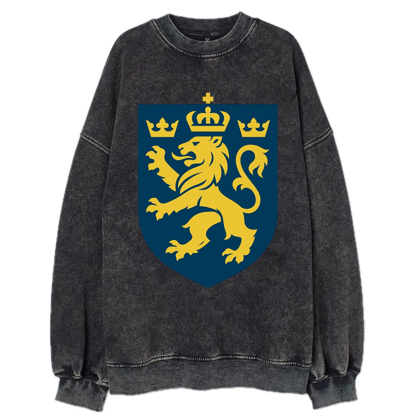 Sweden Three Crowns Emblem  - Vintage Sweatshirt - Black