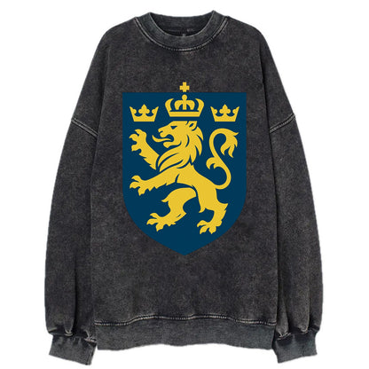 Sweden Three Crowns Emblem  - Vintage Sweatshirt - Black