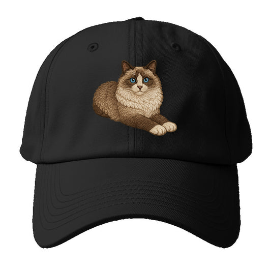 Ragdoll  relaxed lying down with head up Baseball Cap - Black