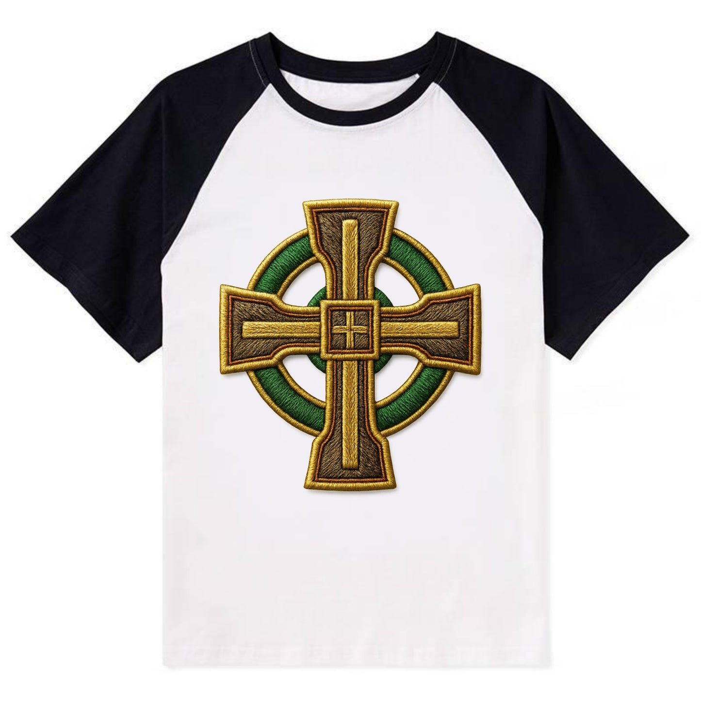 Durrow Cross - Contrast Raglan T-shirt - Black