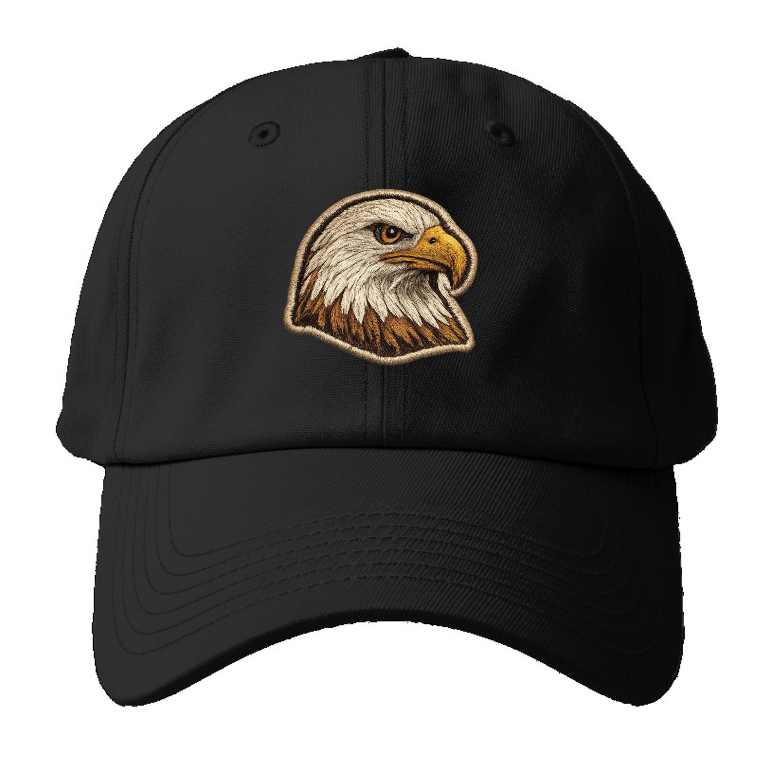 EAGLE HEAD PROFILE - majestic bald eagle in brown, white and gold , American pride - Baseball Cap - Black