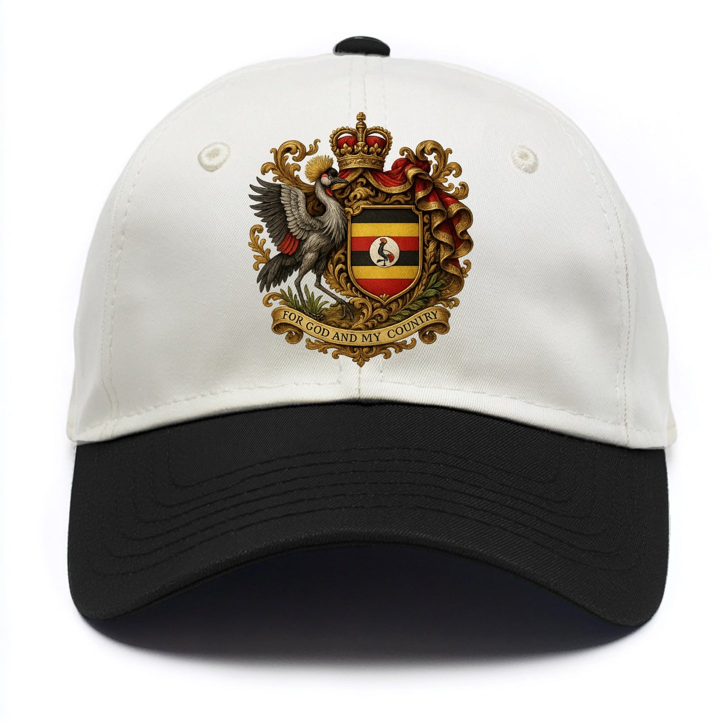 Uganda Crested Crane Emblem  - Two Tone Cap - Black