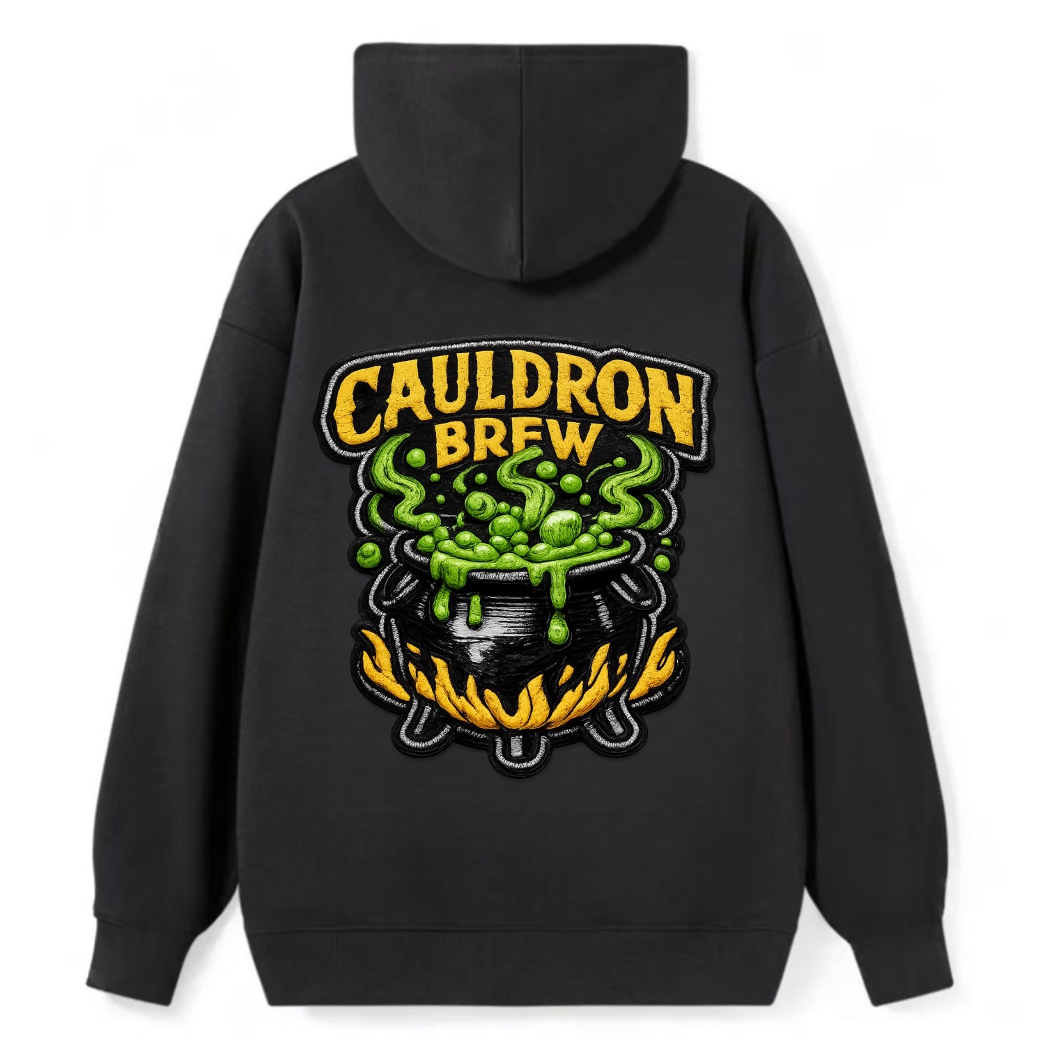 CAULDRON BREW - bubbling pot in black and green , witch craft - Classic Pullover Hoodie - Black