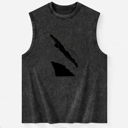 Cliff diver perfect form - Vintage Washed Tank - Black