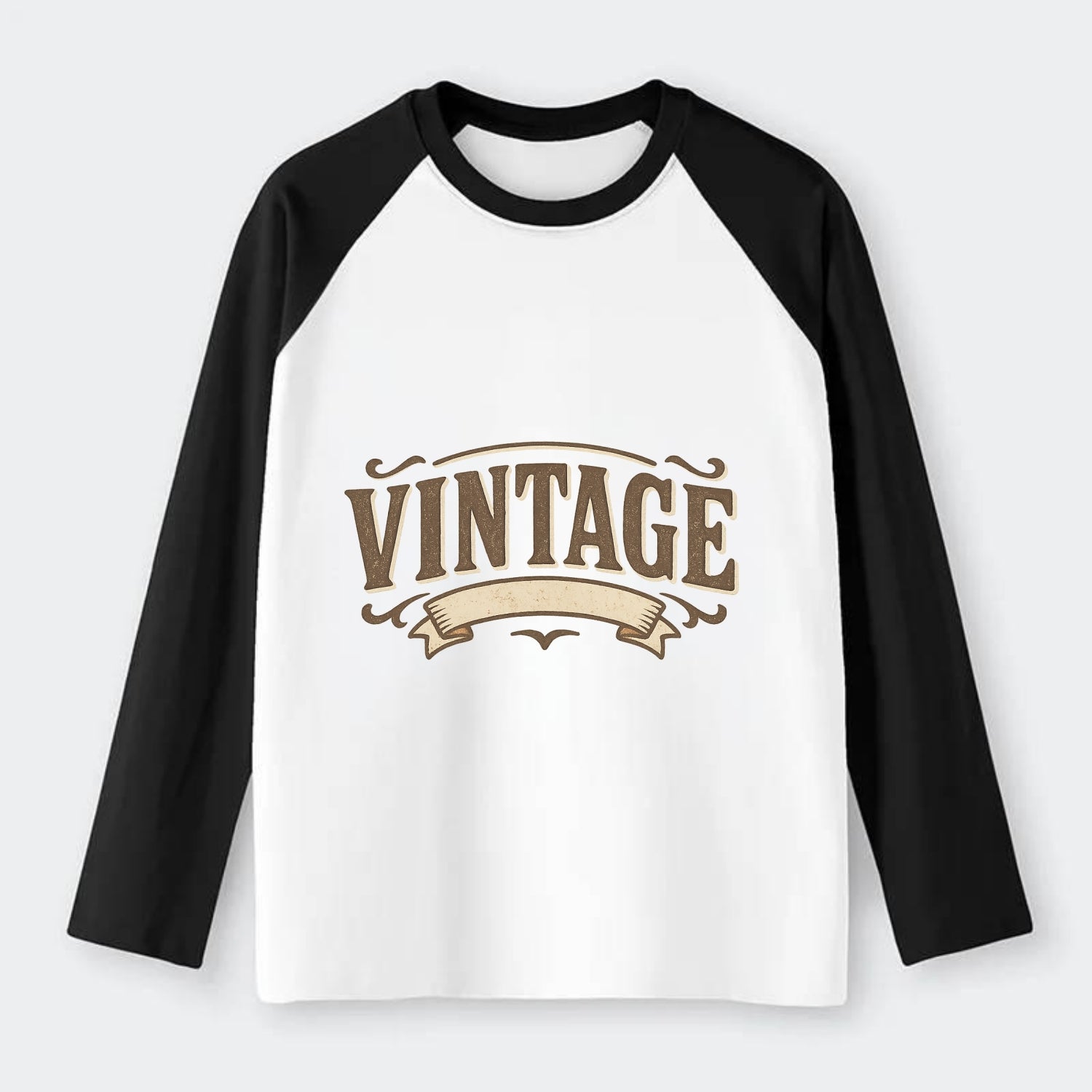 Bold typography design - "CENTERED" - aligned, focused, balanced within - Raglan Long Sleeve T-Shirt - Black