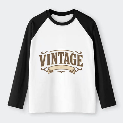 Bold typography design - "CENTERED" - aligned, focused, balanced within - Raglan Long Sleeve T-Shirt - Black