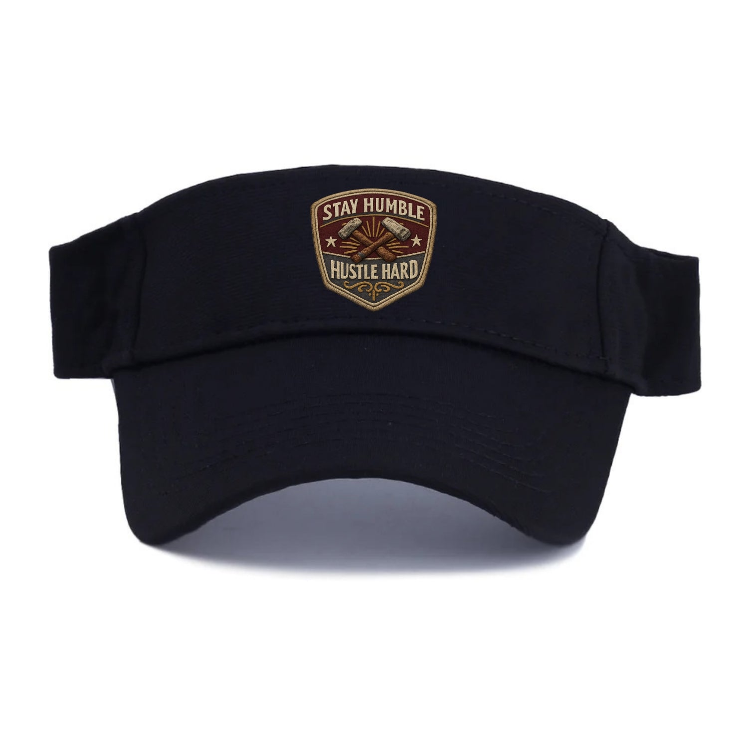 STAY HUMBLE HUSTLE HARD - text in silver , work ethic - Visor - Black