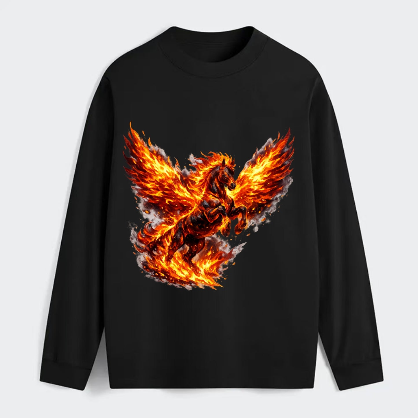 PHOENIX FIRE HORSE | Horse emerging from flames like phoenix | Rebirth - Classic Long Sleeve Shirt - Black