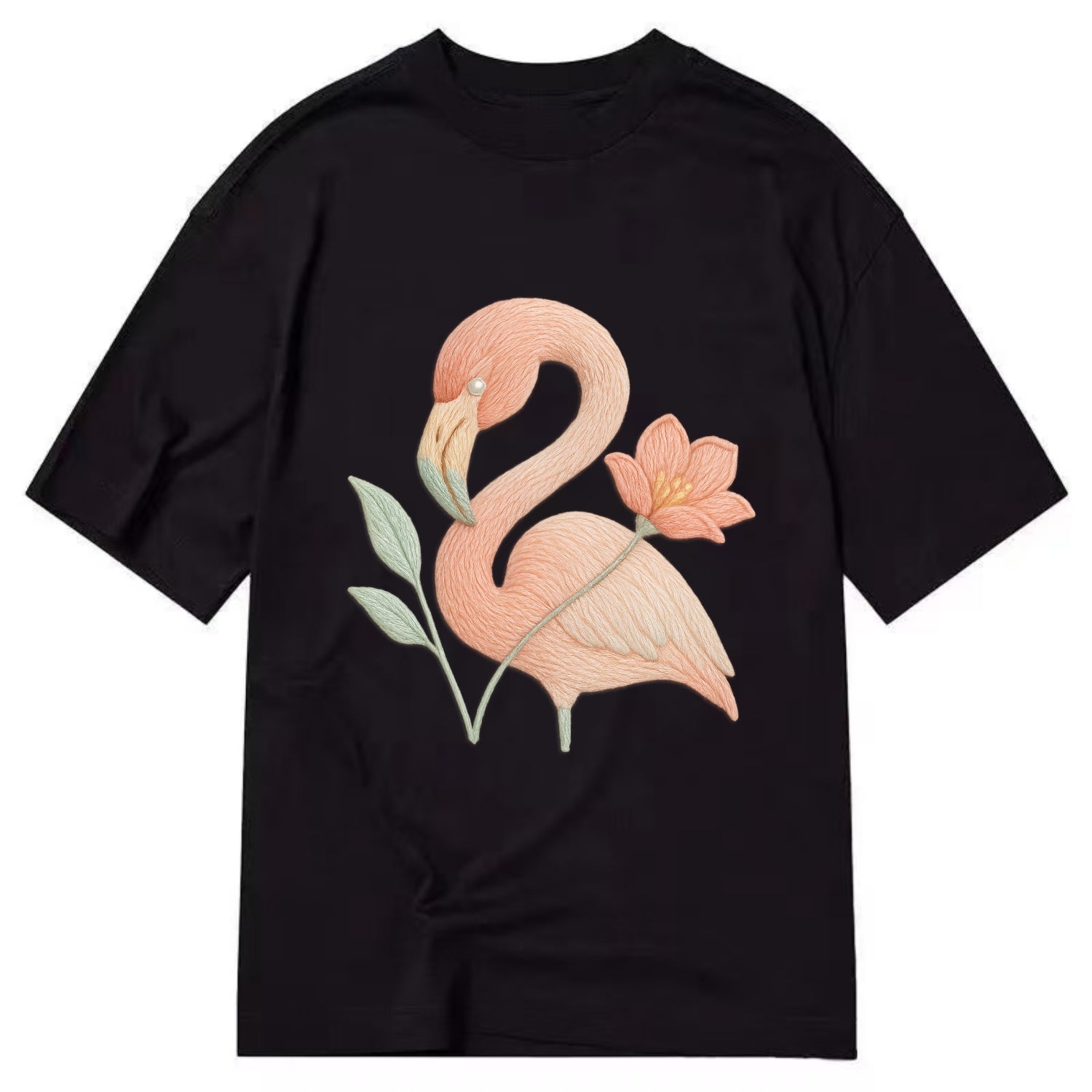 Peach Flamingo - Classic T-shirt - Black