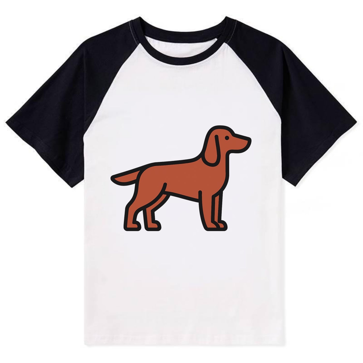 Irish Setter - Red/chestnut flat side profile - Contrast Raglan T-shirt - Black