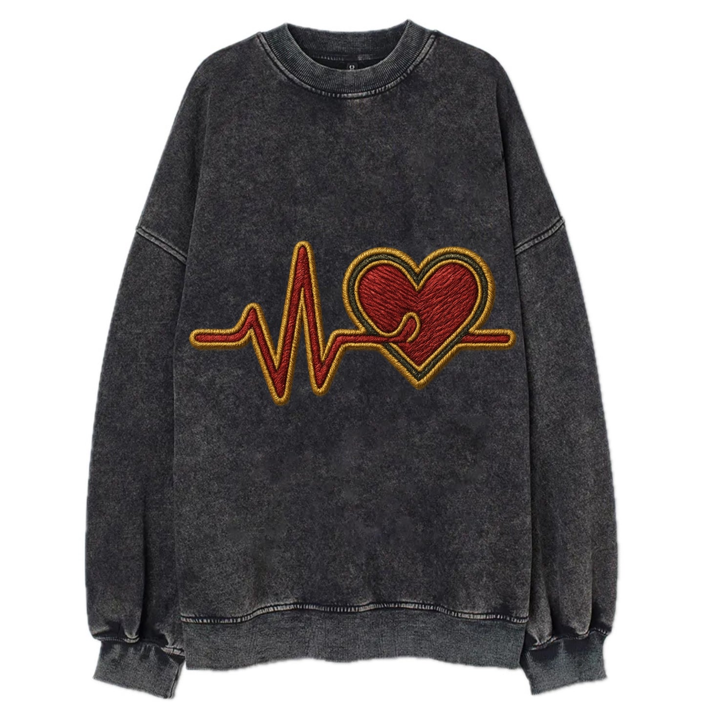 Heartbeat Line  - Vintage Sweatshirt - Black