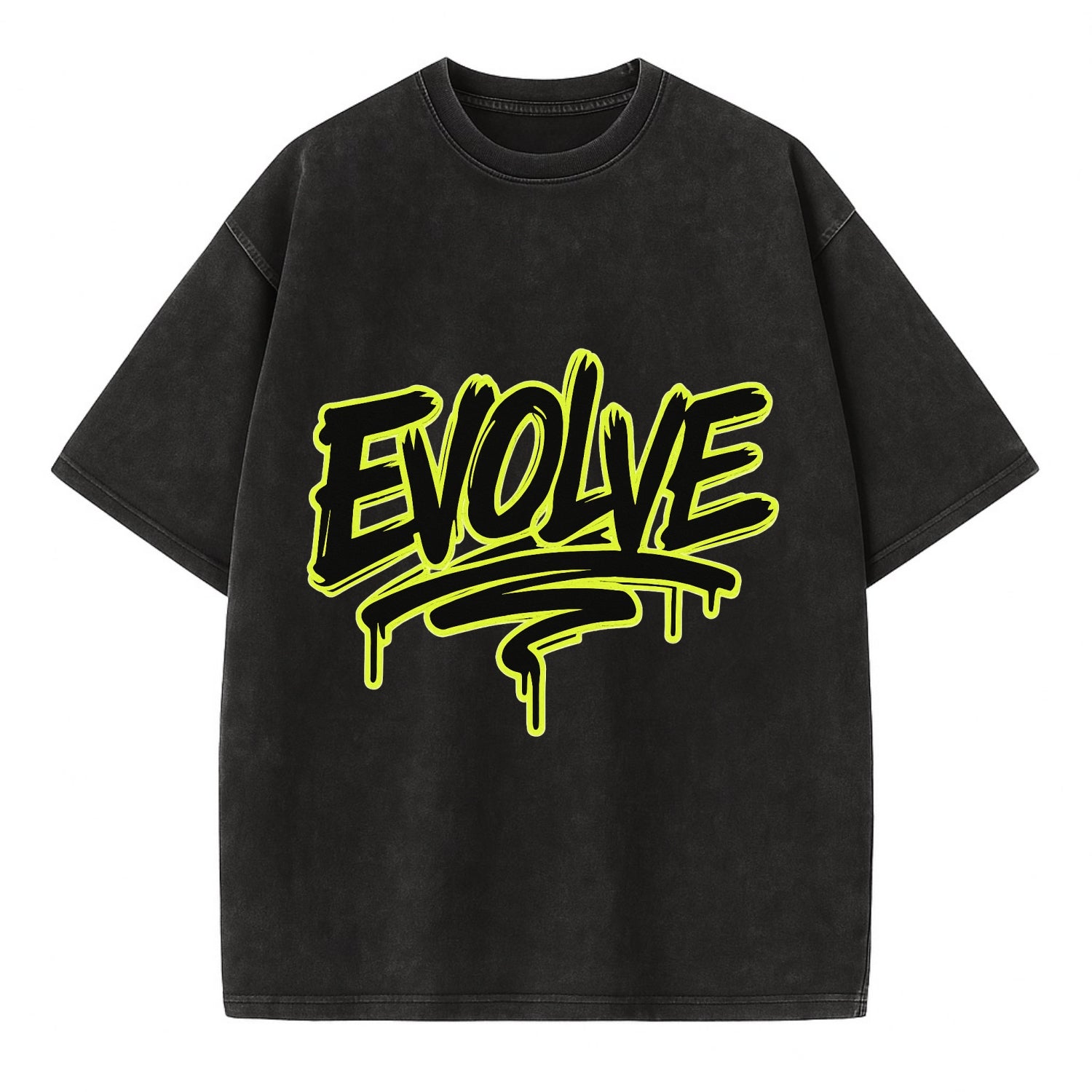 Bold typography design - "EVOLVE" - changing, becoming better - Vintage T-shirt - Black