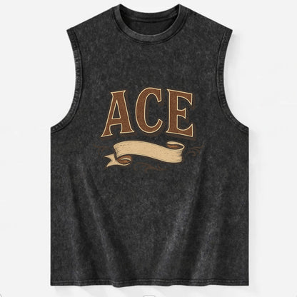 Bold typography design - "ACE" - expert, the best at something - Vintage Washed Tank - Black