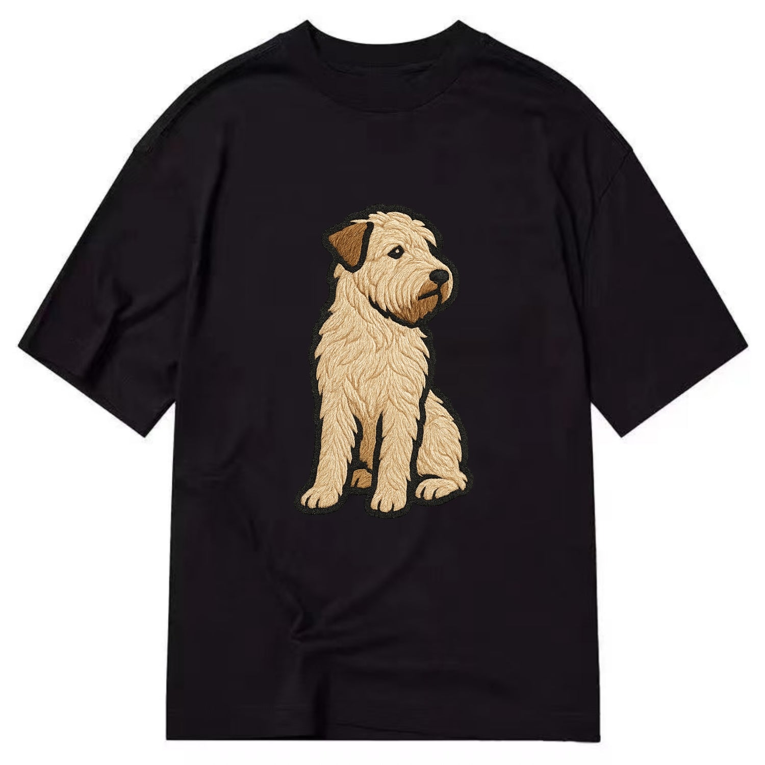 Soft Coated Wheaten Terrier - Light tan flowing coat embroidered pose - Classic T-shirt - Black