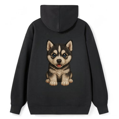 Baby Siberian Husky Puppy - blue or bi-colored eyes, fluffy coat, - Classic Pullover Hoodie - Black