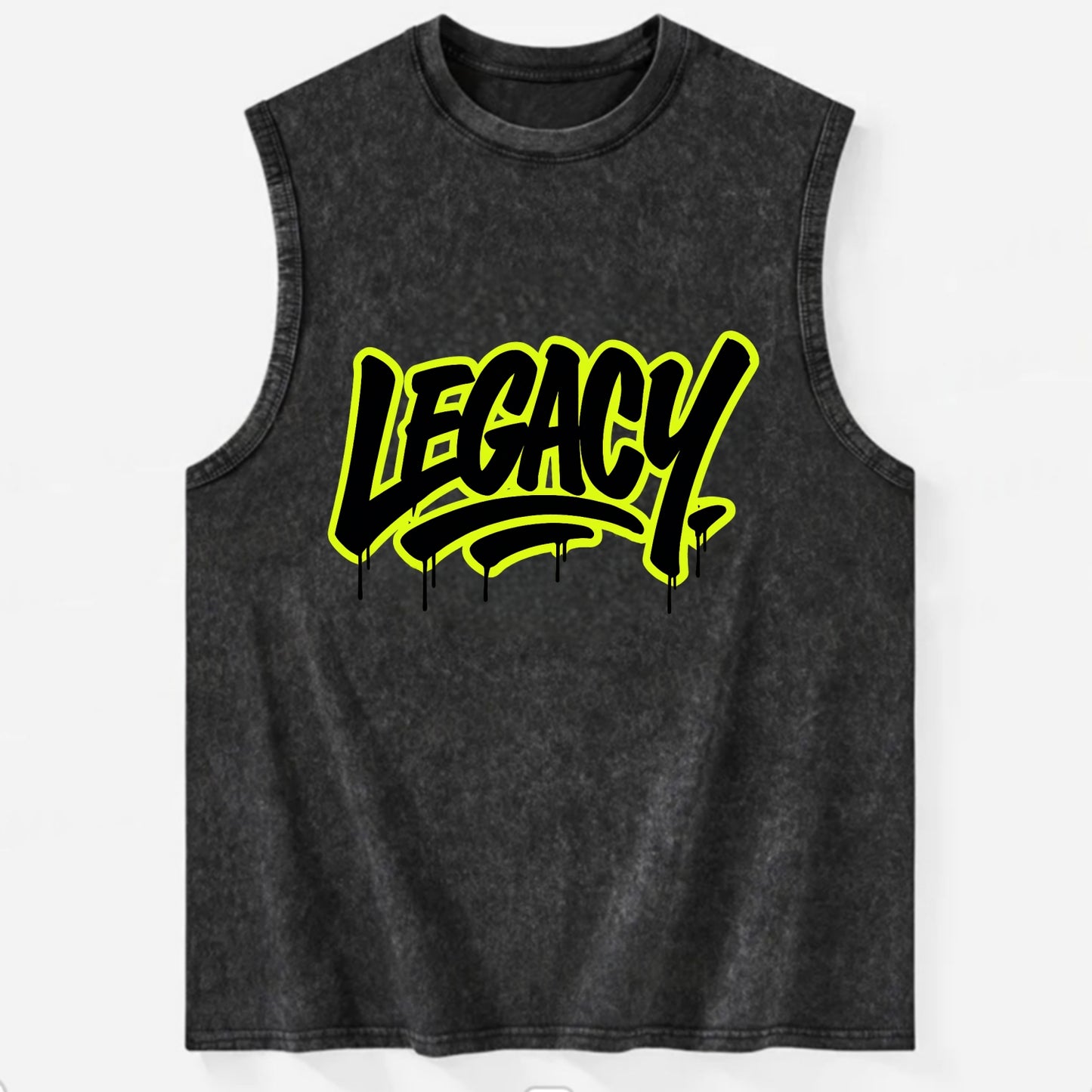 Bold typography design - "LEGACY" - what you leave behind, lasting impact - Vintage Washed Tank - Black