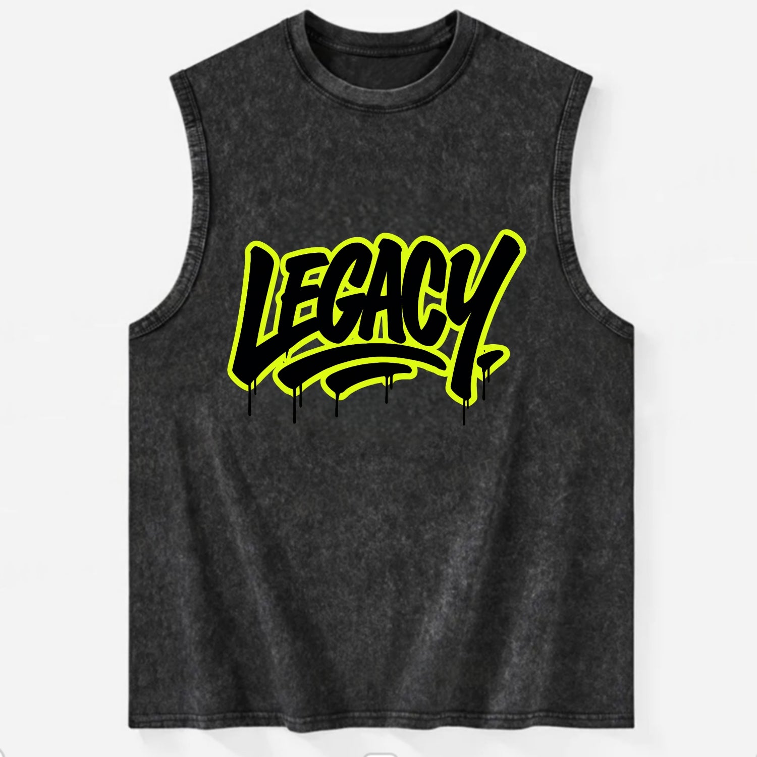 Bold typography design - "LEGACY" - what you leave behind, lasting impact - Vintage Washed Tank - Black